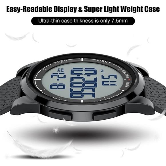 Ultra-Thin Minimalist Sports Waterproof Digital Watches Men w Wide-Angle Display - Picture 2 of 6